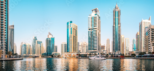Photography the skyline of the marina in dubai