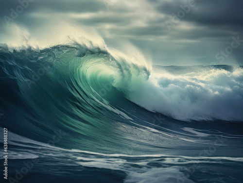 dramatic and large crashing waves in the ocean