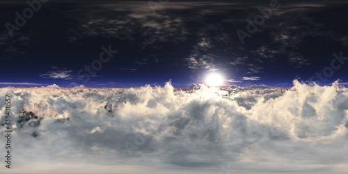 Panorama of clouds, HDRI, environment map , Round panorama, spherical panorama, equidistant projection, panorama 360, flying above the clouds,sky above the clouds, 3D rendering