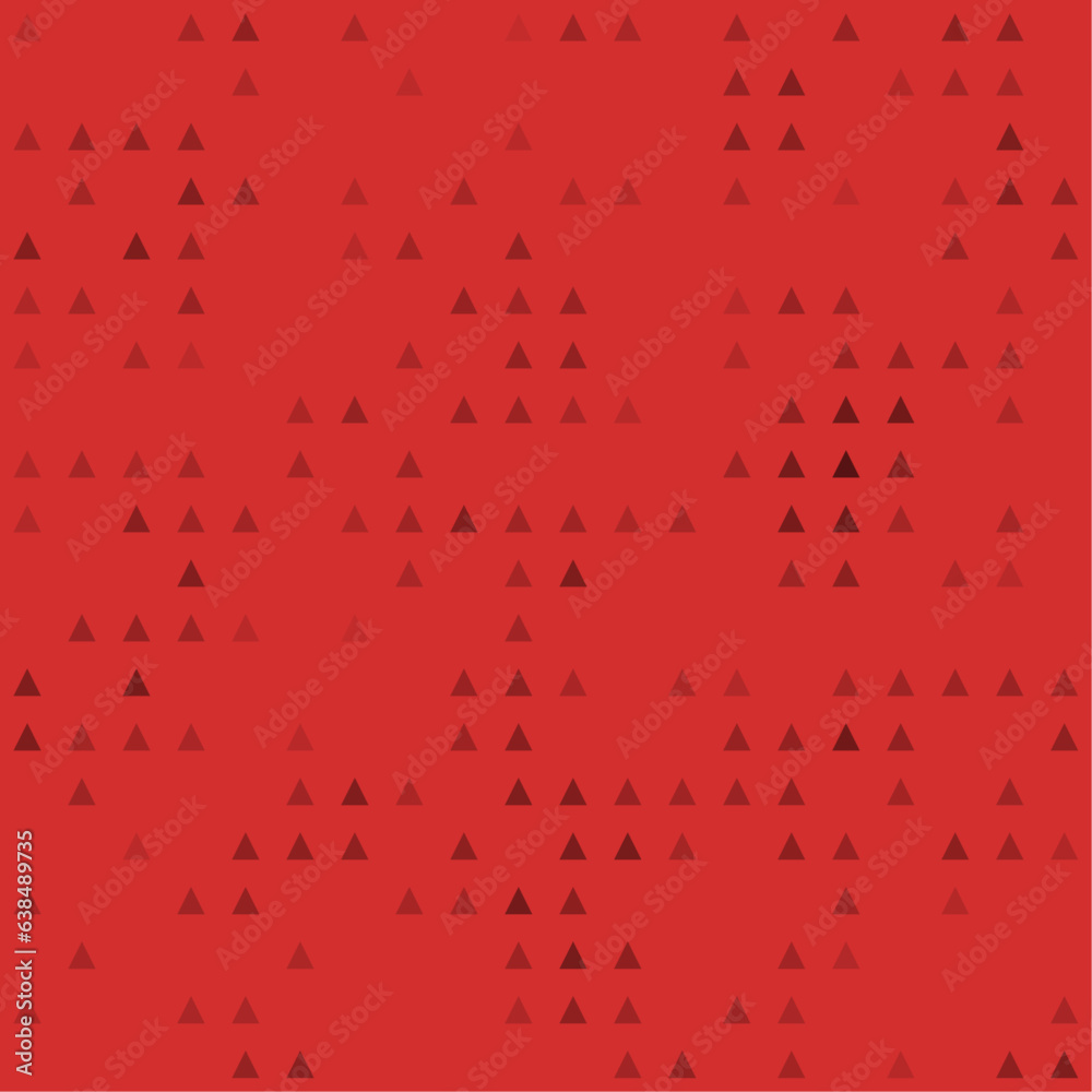 Abstract seamless geometric pattern. Mosaic background of black triangles. Evenly spaced  shapes of different color. Vector illustration on red background