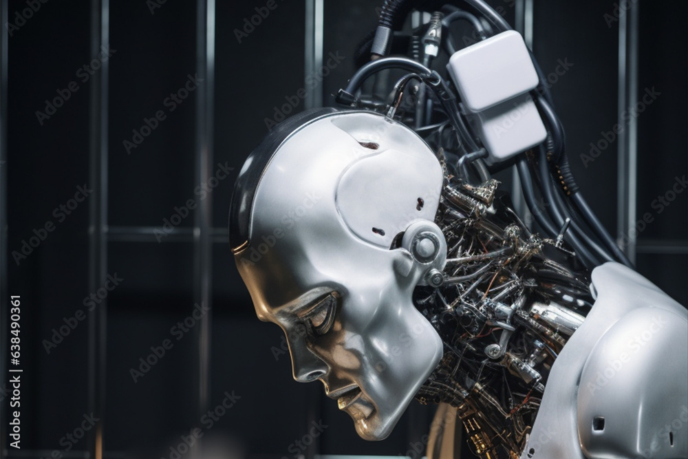 Fototapeta premium Robot head with artificial intelligence