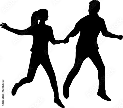 Man and women holding hands silhouette vector