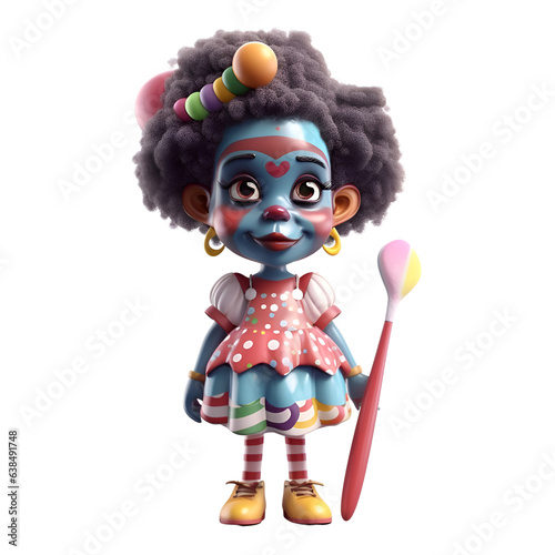 3D Render of a Little African American Girl with Magic Makeup