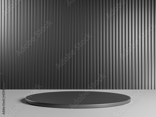 Minimal grey podium for your product showcase with metal background