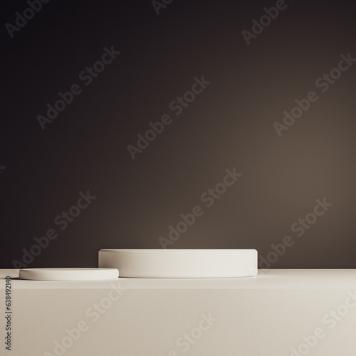 3D realistic products display brown podium stand pedestal on gradient brown background © CreatifyStudio
