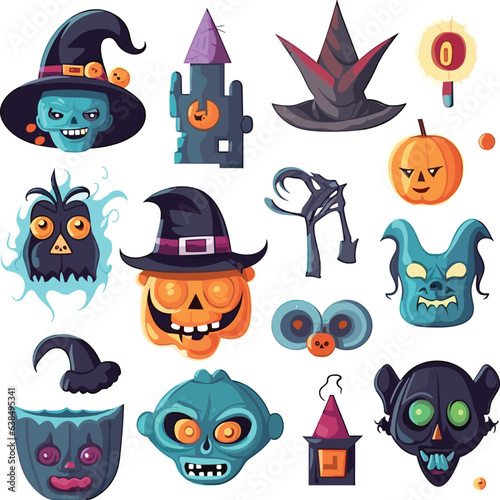 Collection of halloween silhouettes vector set for t shirt