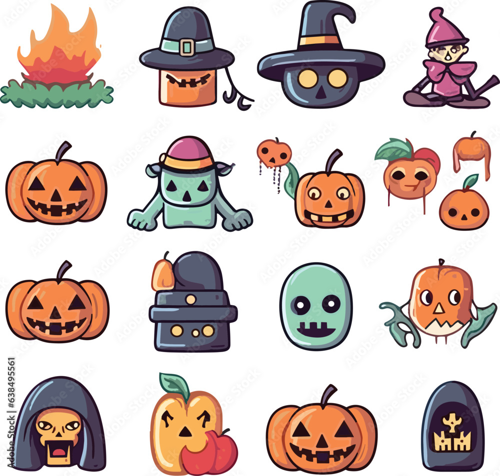 Collection of halloween silhouettes vector set for t shirt Collection of halloween silhouettes vector set for t shirt