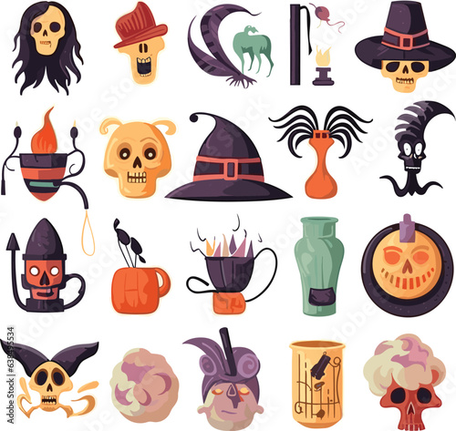 Happy Halloween set of elements, ghost, pumpkin © MDMASUD