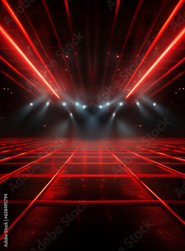 Ai generative Backdrop With Illumination Of Red Spotlights For Flyers realistic image ultra hd high design