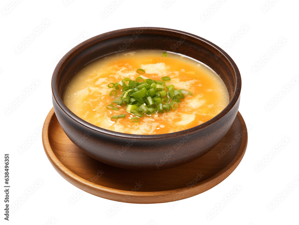 Miso soup is a traditional Japanese soup made from a flavorful broth and fermented soybean paste known as miso.