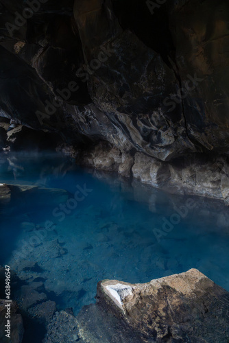 Grjotagja Cave, a former bathing spot in northern Iceland photo