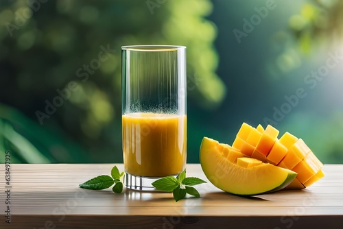 Mango juice on a neutral background