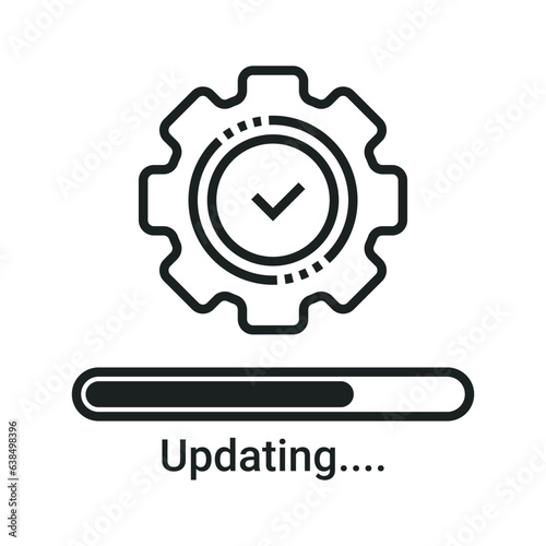 Update Vector Icon, Upgrade System Sign, Installing Software, Gear Settings, Application Update Process Completed, Refresh Button, Update Status Symbol, Updating System Software Vector Illustration