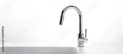 Kitchen faucet with swivel spout and single handle Chrome bar water mixer with single lever Stainless steel sink tap with dispenser sprayer isolated on white