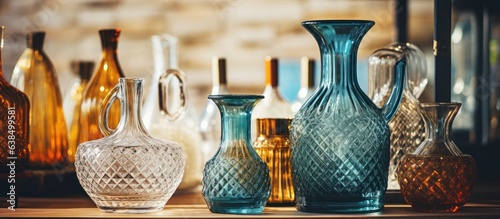 Carafe with decorative items in shop display photo