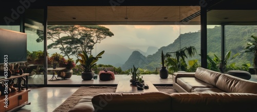 Gorgeous minimalist interior of a modern house in Rio de Janeiro photo