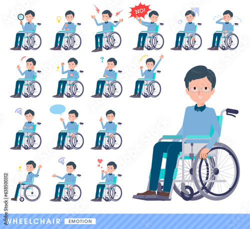 車椅子に乗るお父さんのセット