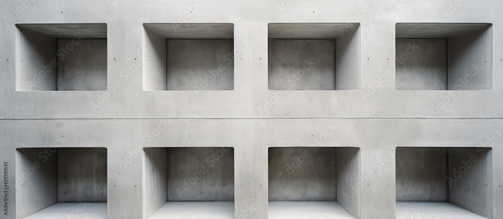 Wall made of cement with identical rectangular openings Wall made of cement with identical rectangular openings