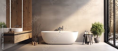 Contemporary bathroom with spacious bathtub and enclosure