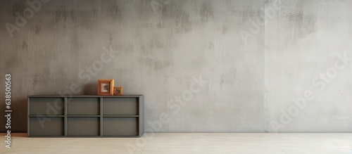 Room with concrete walls and mailboxes on two sides