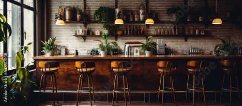 Cafe with a retro style interior and decor