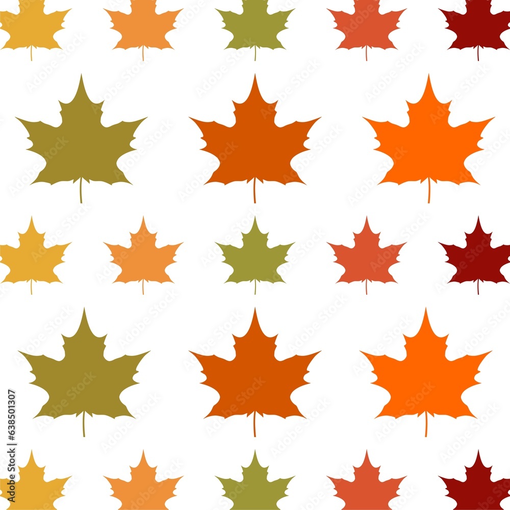 Autumnal maple leaves on a white background