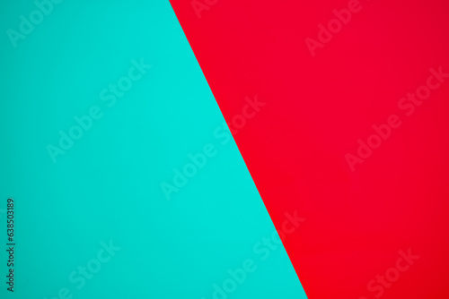 Green and red two tone paper with copy space for background or texture. Abstract red and green geometric colorful paper texture background