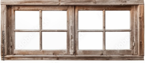 High quality photo of an isolated old wooden house window on a white background