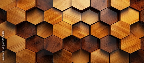 High quality wooden hexagon wallpaper illustration with decorative honeycomb mural background