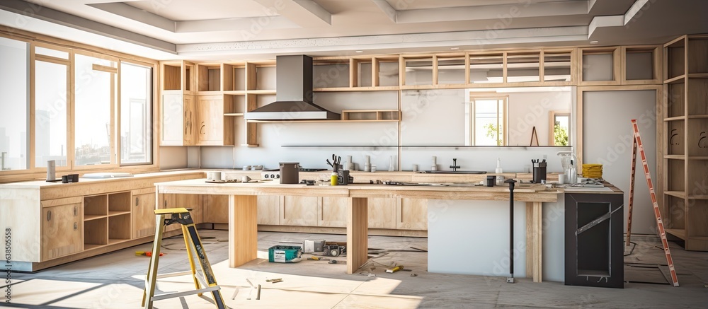 Preparing kitchen for installation of custom new features in modern home improvement