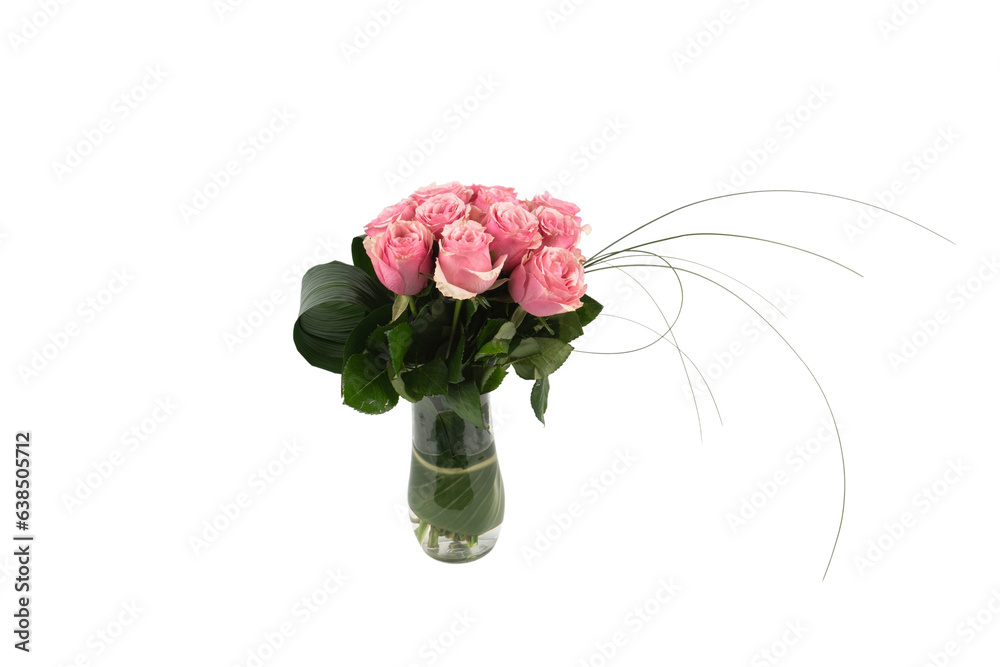 Obraz premium pink roses in a glass vase