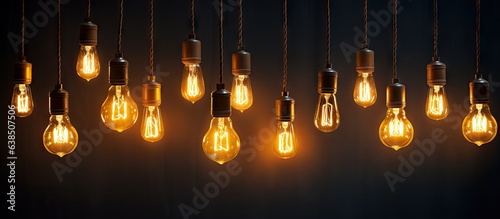 Illuminated light bulbs adorning a dim space