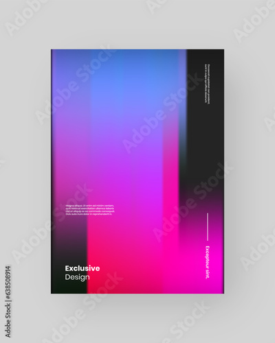 Abstract Posters Design. Vertical A4 format. Modern placard. Strict and discreet brochure. Stretched pixels effect, colorful stripes, speed gradient.