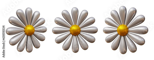 Set of flower isolated on transparent background in 3d rendering  for plants or nature concept. © Graphicyano8