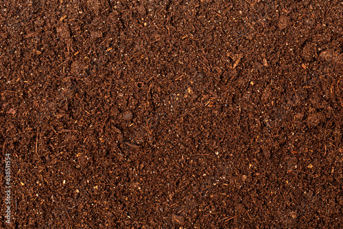 close up soil peat moss dirty background