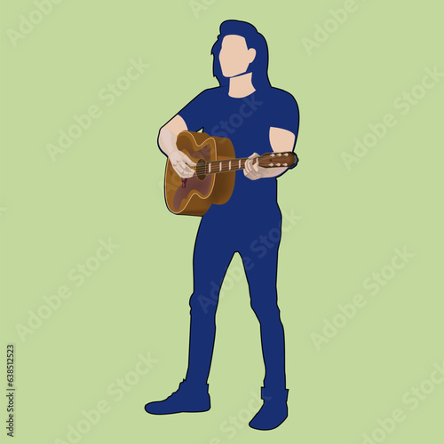 Man with guitar, rock and roll, showman, musician vector illustration