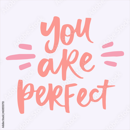 You are perfect - handwritten quote. Modern calligraphy illustration for posters, cards, etc.