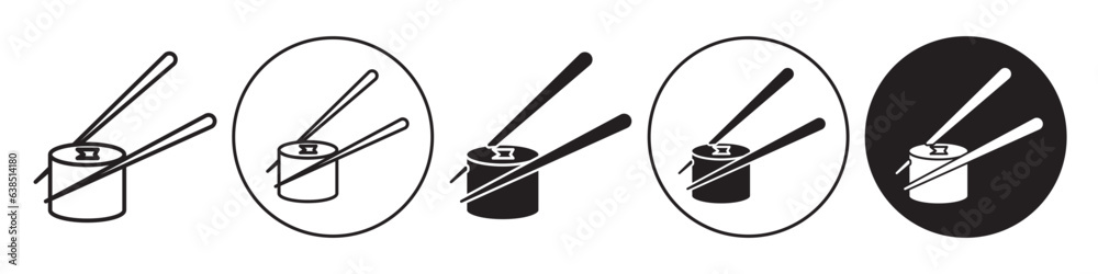 sushi icon. Symbol of traditional Japanese seafood dish with chopstick to eat. Vector set of healthy fish sumeshi. Flat outline of cold rice with balls and rolls. 