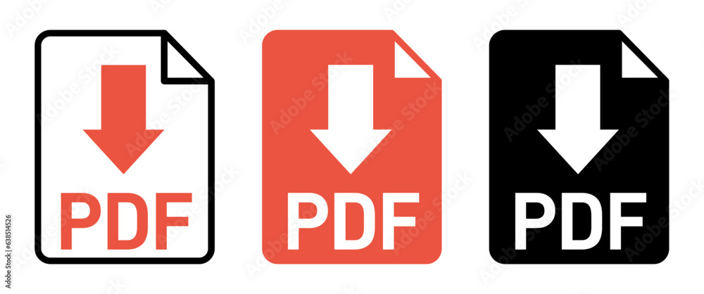 Vecteur Stock Download PDF file icon set. PDF document button vector ...