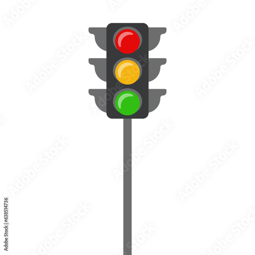 Vector traffic light on pole illustration.