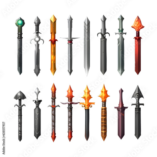 Set of medieval weapons isolated on white background. Vector cartoon illustration.