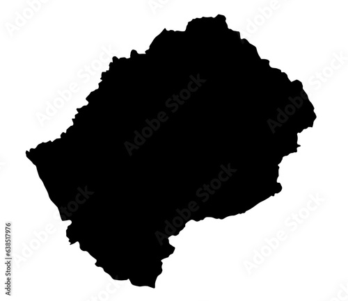 Lesotho map in black color isolate on  white background