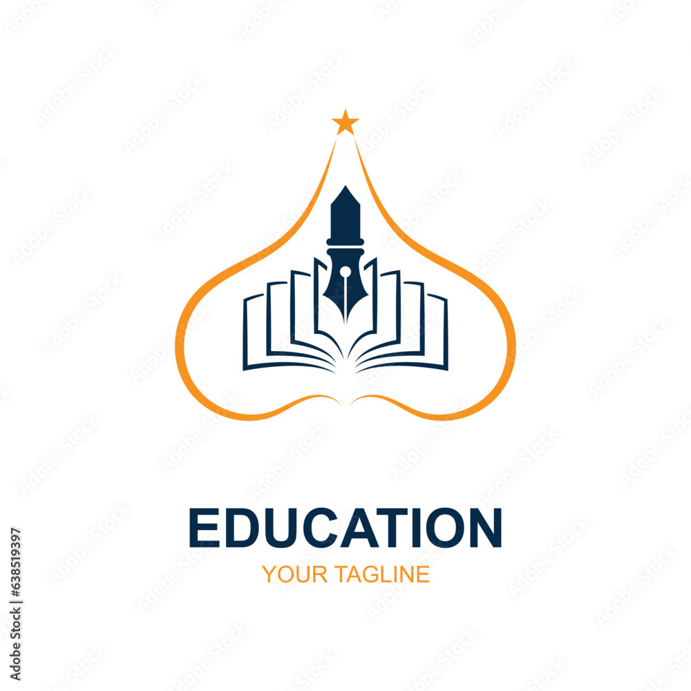 Education logo design with bachelor cap and book concept with creative idea Education logo design with bachelor cap and book concept with creative idea