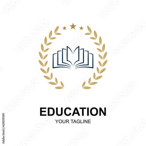 Education logo design with bachelor cap and book concept with creative idea