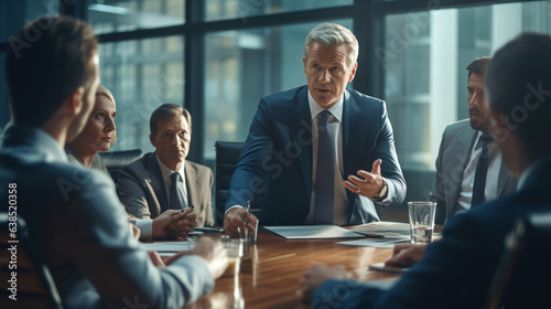 Mature manager leading a discussion in a boardroom. Office discussion 
