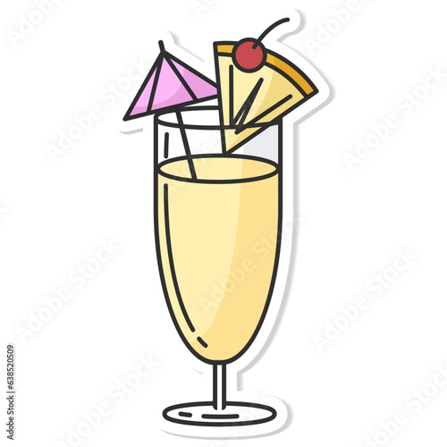 Sticker glass of Pina colada isolated vector