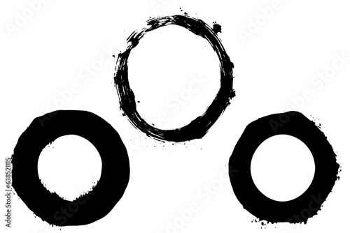 Black shapes of wine circle and coffee ring stains. Dirty splashes and spots Hand drawn tea or ink ring stains on white background. Vector illustration.