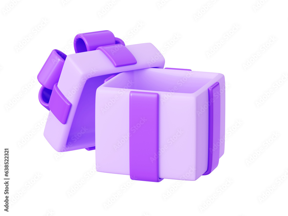 Obraz premium Open gift box with cover laying near 3d render illustration.