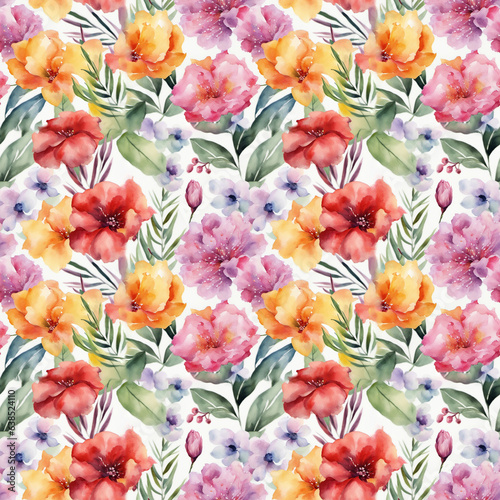 Floral shape watercolor seamless pattern.