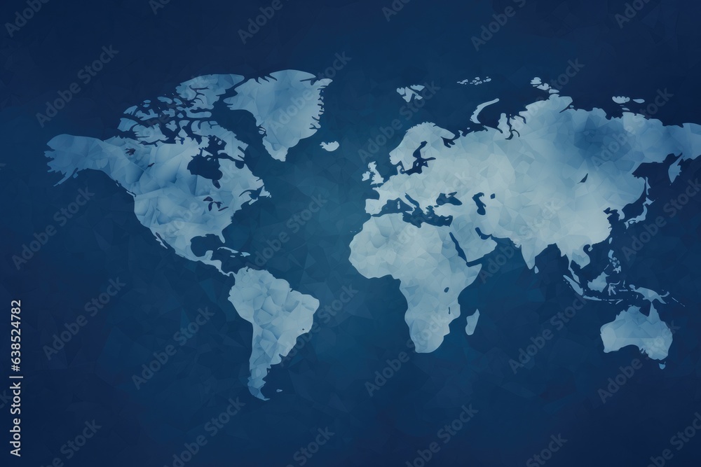 a world map displayed on a vibrant blue background